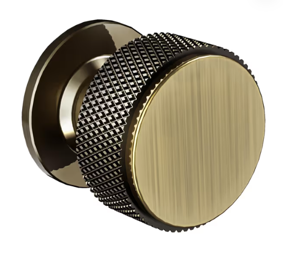 Furniware 10-Pack Knurled Cabinet Knobs – Shiny Antique Brass