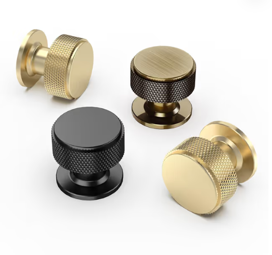 Furniware 10-Pack Knurled Cabinet Knobs – Shiny Antique Brass