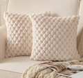 Beige Super Soft Plush Cushion Covers Pack of 2 Faux Fur Decorative Pillowcases – 22x22in