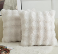 Thick Plush Wool Cushion Covers Pack of 2 Decorative Pillowcases for Sofa – 20x20in Cream White