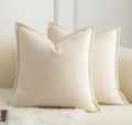 Cushion Covers Pack of 2 Woven Textured Solid Decorative – Beige 40x40 cm