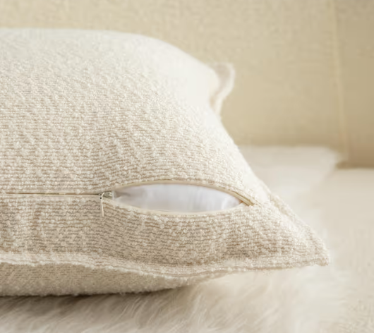 Cushion Covers Pack of 2 Woven Textured Solid Decorative – Beige 40x40 cm