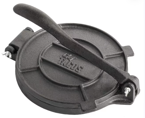 Chef Tacos Cast Iron Tortilla Press 8-Inch Pre-seasoned – Black