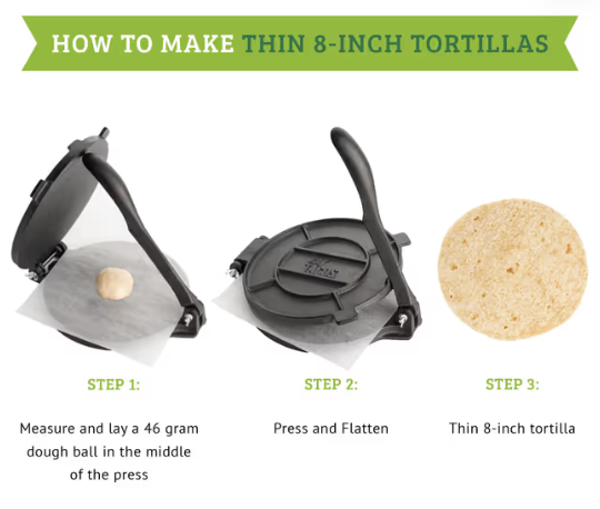 Chef Tacos Cast Iron Tortilla Press 8-Inch Pre-seasoned – Black