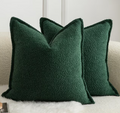 Cushion Covers Pack of 2 Solid Woven Textured Decorative Pillow Cases – 16x16in Green