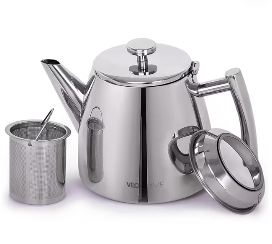 Stainless Steel Teapot with 1L Infuser for Hot Tea – Double Wall
