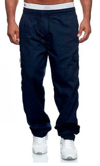 Casuayaloo Men's Cargo Trousers Casual Jogger Pants with Pockets – Navy L
