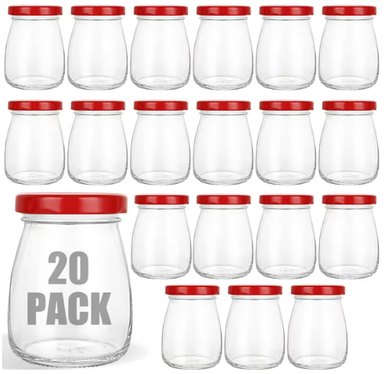 Mini Glass Jars with Lids 100ml Canister Containers – Clear 20 Pack