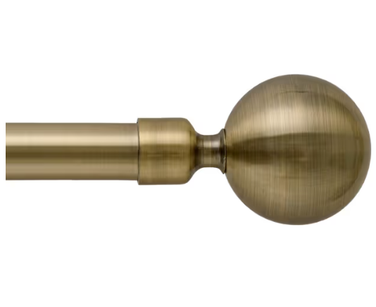 Extendable Antique Brass Curtain Poles with Finials – 76 to 140 cm