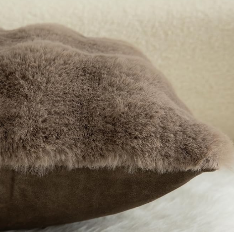 Mandioo Pack of 2 Cushion Covers 30cm x 50cm Decorative Thick Plush Wool Throw Pillow Covers cases for Sofa Bedroom Living Home 12 x 20 Inch Taupe
