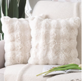 Madizz Plush Wool Cushion Covers 55x55 cm Soft Neutral Decorative Pillowcases – Cream