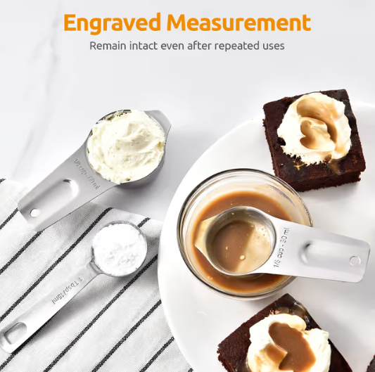 U-Shaped Measuring Cups and Spoons Set 15 Pieces Stainless Steel – Silver