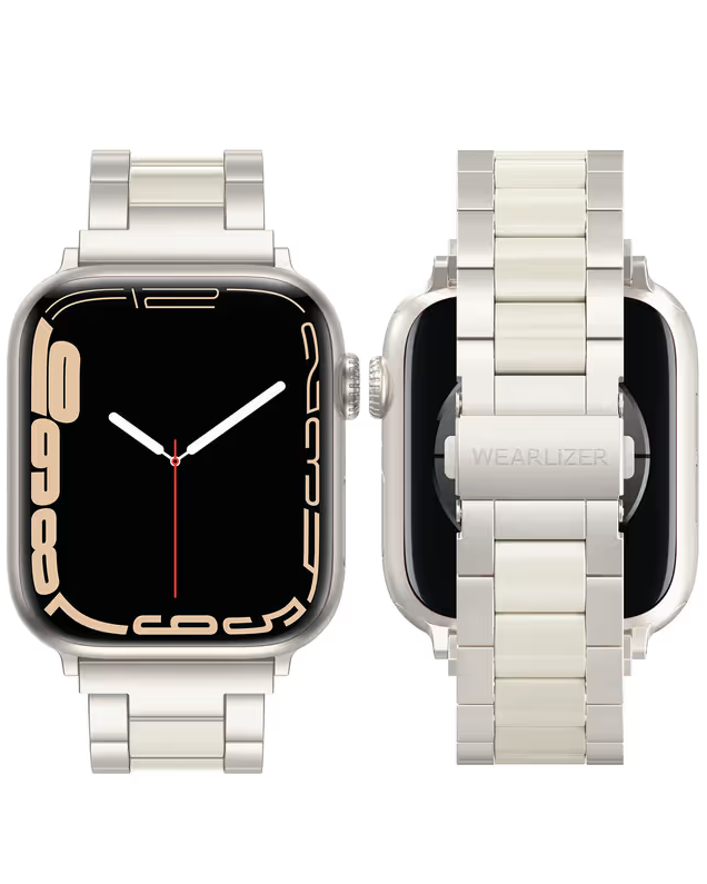 Starlight Resin Apple Watch Bands Stainless Steel Replacement Strap – Black 42/44/45/46/49mm