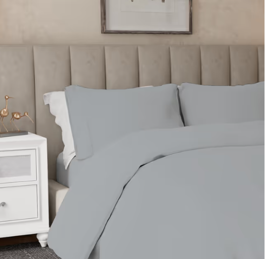 COLOR SENSE King Duvet Set 100% Cotton Percale Weave – Light Gray