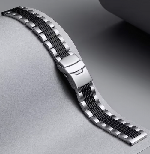 BINLUN Premium Stainless Steel Watch Strap – Polished Metal Mesh, 19mm