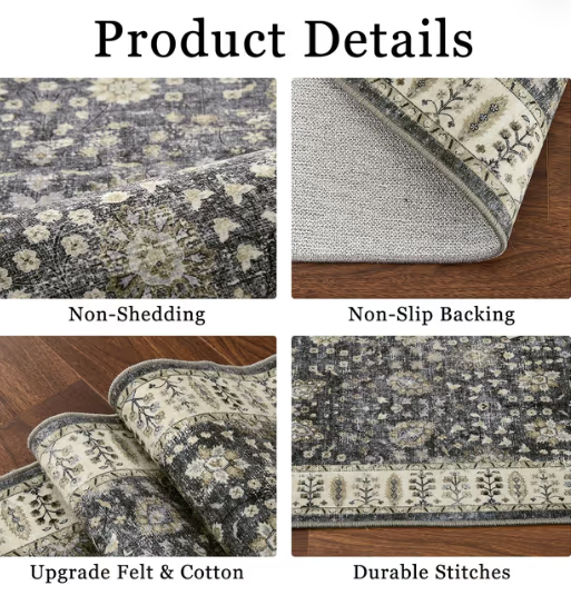 Moroccan Area Rug for Living Room – Machine Washable, Non-Slip, 240x340cm