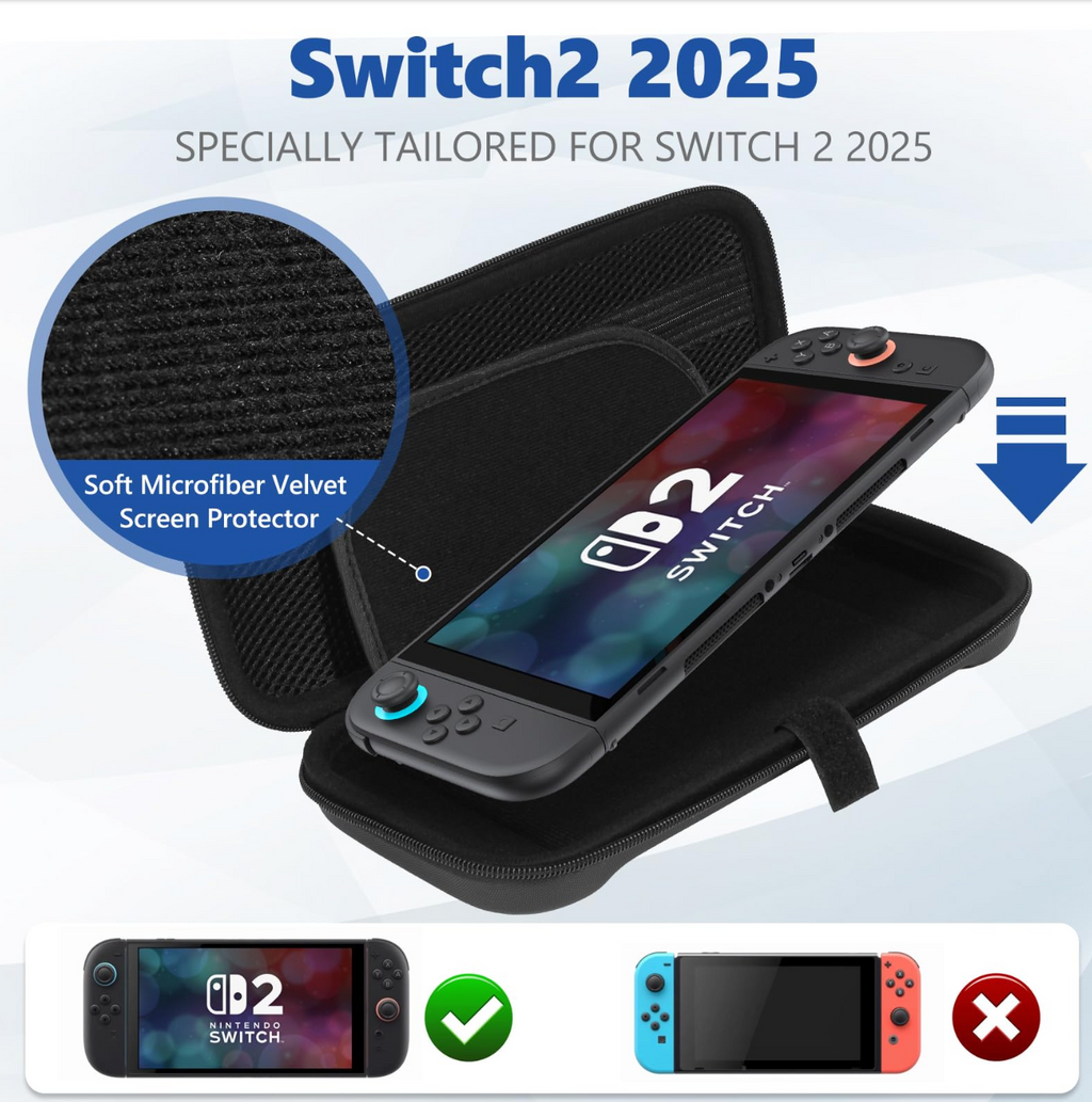 Carrying Case for Switch 2 Console Travel Case with 10 Game Cartridges Slots – Black
