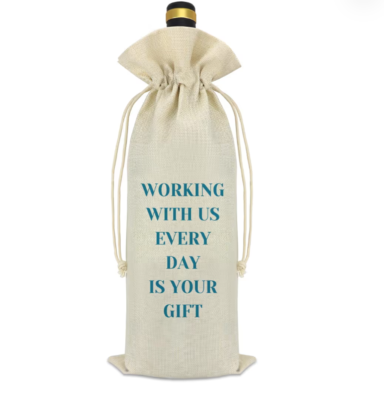Funny Coworker Gift Wine Bag Decorative Reusable Drawstring for Office & Home