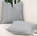 Madizz Set of 2 Chenille Velvet Cushion Covers Soft Boho Textured Pillowcases – Grey 24x24in