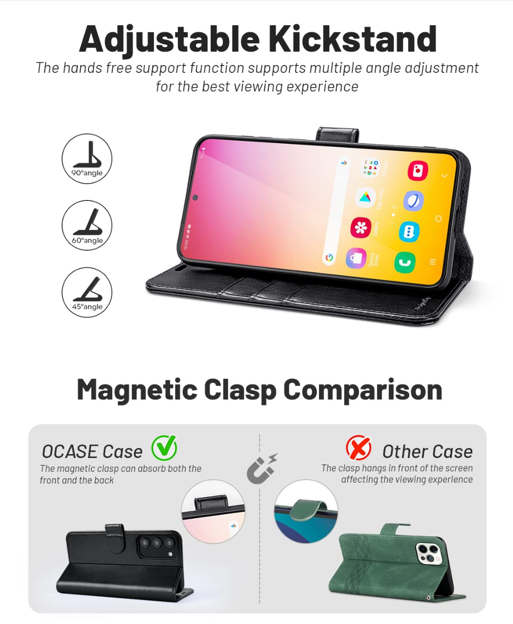 Samsung Galaxy S23 Case Premium PU Leather RFID Stand Function – Black