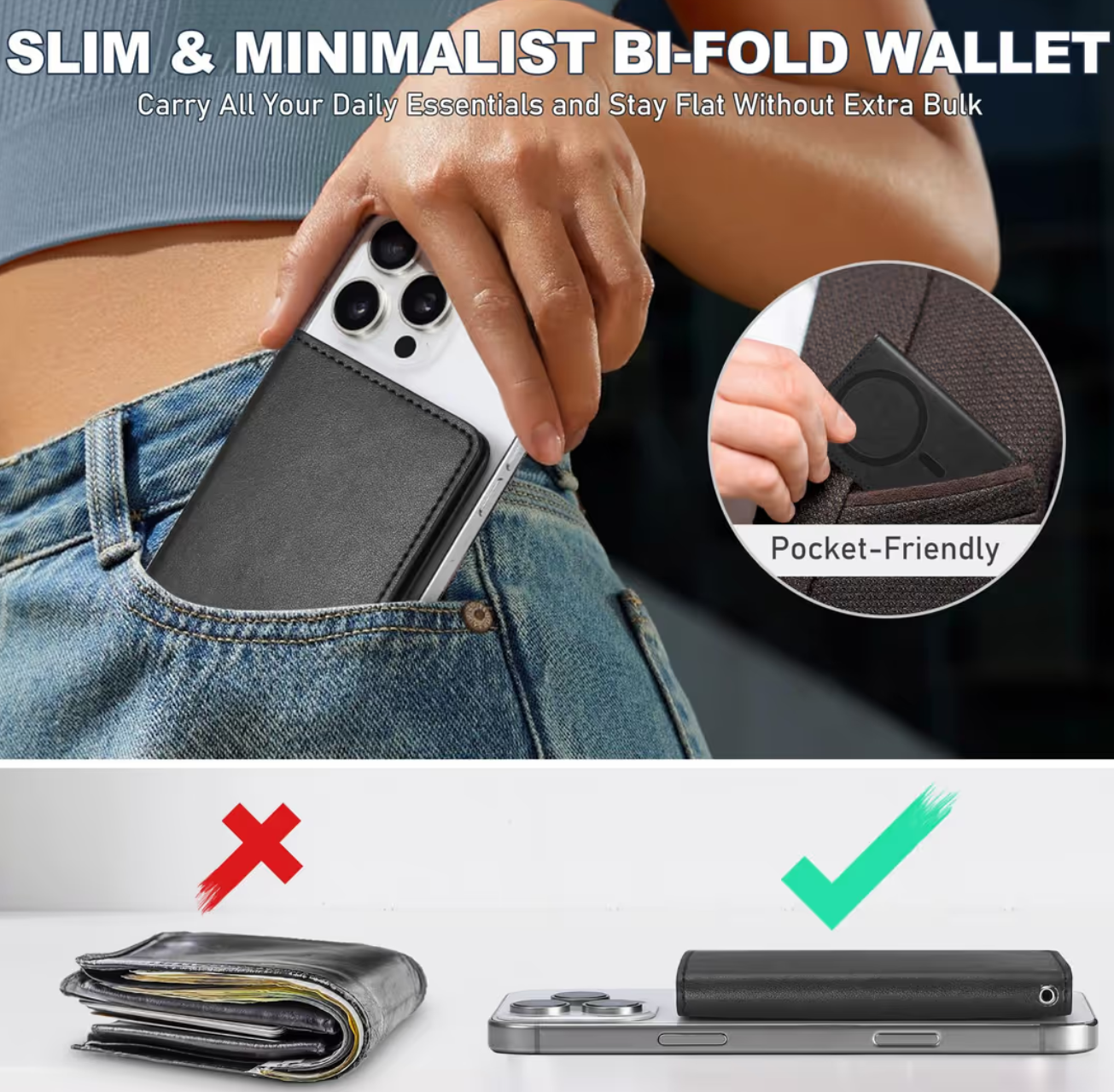 TUCCH Magsafe Wallet with RFID Blocking and 6 Card Holders – Black
