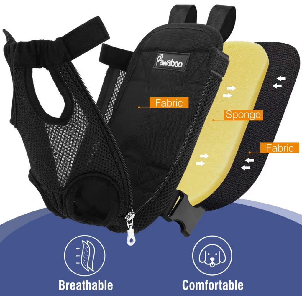 Pawaboo Adjustable Pet Carrier Backpack Legs Out Easy-Fit for Medium Dogs – Black