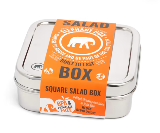Elephant Box Square Stainless Steel Salad Box Eco-Friendly 600ml – Food Storage