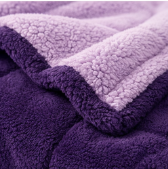 Reversible King Size Sherpa Fleece Blanket Thick Warm Soft Plush – Deep Purple/Lilac