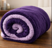Reversible King Size Sherpa Fleece Blanket Thick Warm Soft Plush – Deep Purple/Lilac