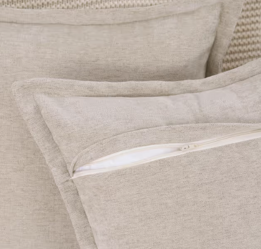 Set of 2 Fringe Chenille Cushion Covers Soft Boho Decorative Pillowcases – Light Taupe 24x24 inch