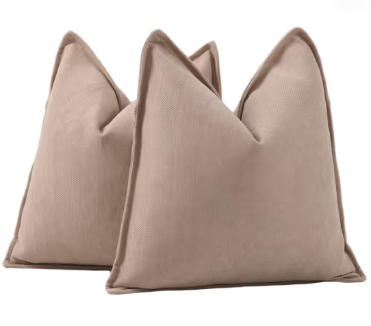 Textured Chenille Cushion Covers Set of 2 Super Soft Decorative Pillowcases – Camel 26x26 inch