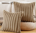 Set of 2 Faux Fur Plush Cushion Covers – Brown 26x26 inch