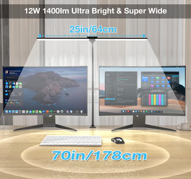 LED Desk Lamp Double Head Touch Control Eye-Caring – 12W, 1400 Lumen