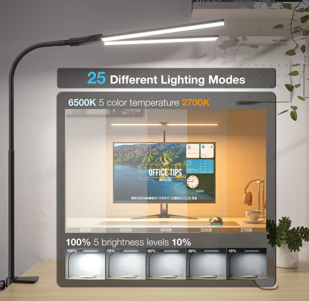 LED Desk Lamp Double Head Touch Control Eye-Caring – 12W, 1400 Lumen