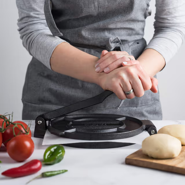 Chef Tacos Cast Iron Tortilla Press 8-Inch Pre-seasoned – Black