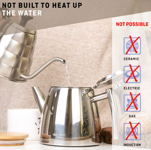 Stainless Steel Teapot with Infuser 500ml – Double Wall Insulation