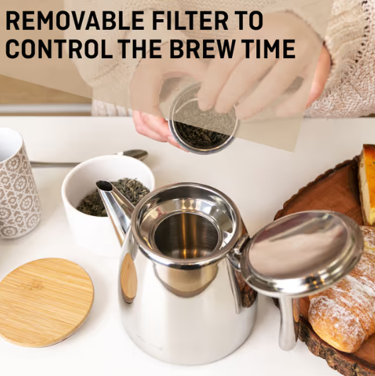 Stainless Steel Teapot with Infuser 500ml – Double Wall Insulation