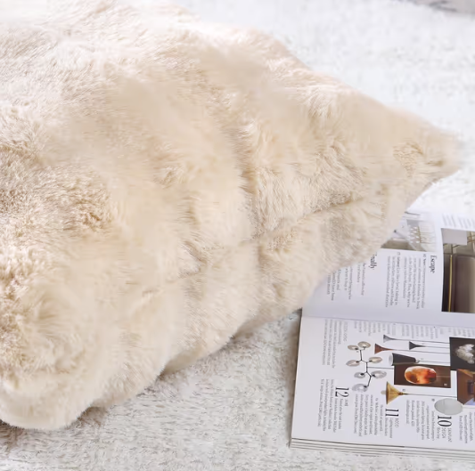 Madizz Plush Wool Cushion Covers 45x45 cm Soft Neutral Decorative Pillowcases – Beige