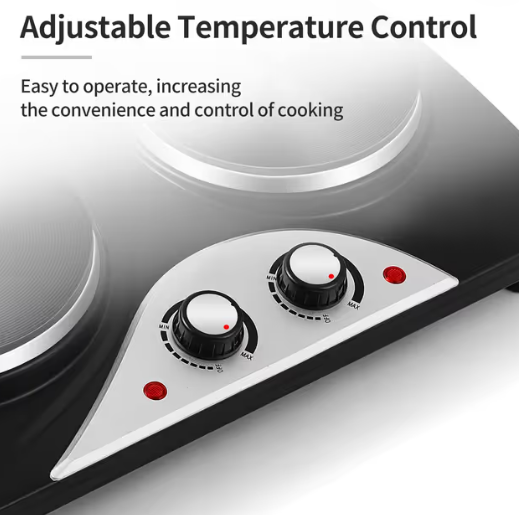 Electric Hot Plates Portable Double Burner Cooktop 2500W – Black Stainless Steel