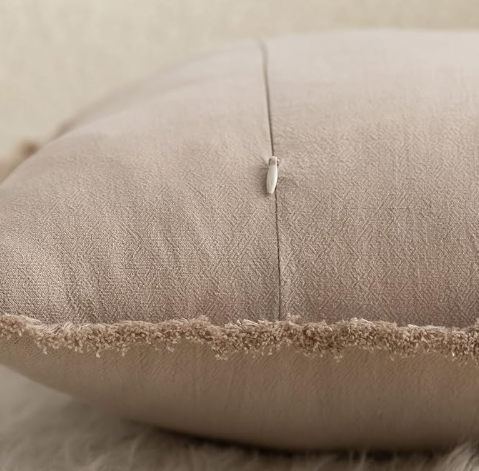 Mandioo Set of 2 Neutral Cotton Fringe Cushion Covers 50x50 cm 20x20 inch Decorative Boho Farmhouse Throw Pillowcase Cozy Tassels for Couch Sofa Bedroom Living Room Home Decor Taupe