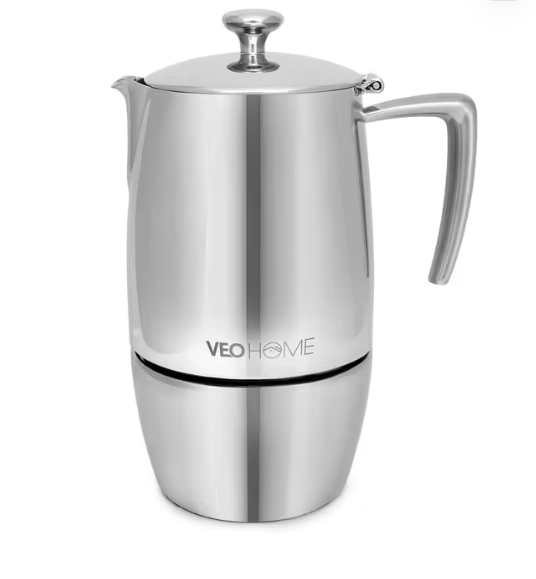Stovetop Espresso Coffee Maker 10 Cups 500ml Stainless Steel Moka Pot – Dishwasher Safe