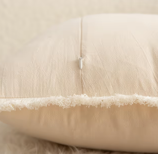 Mandioo 2-Piece Cotton Tassel Cushion Covers – Beige 65x65cm
