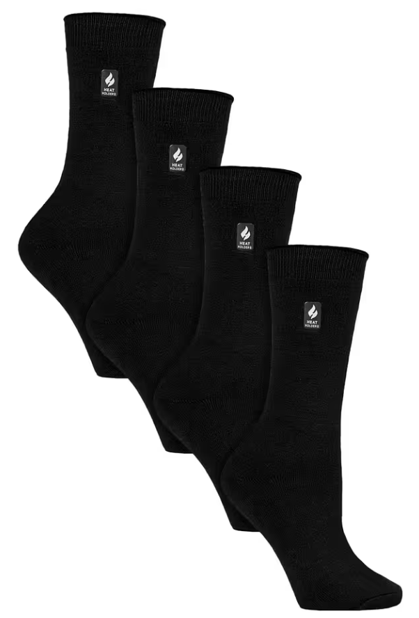 Heat Holders Ultra Lite Ladies Thermal Socks Ultra Thin Warm 4 Pair Multipack – Black UK 4-8