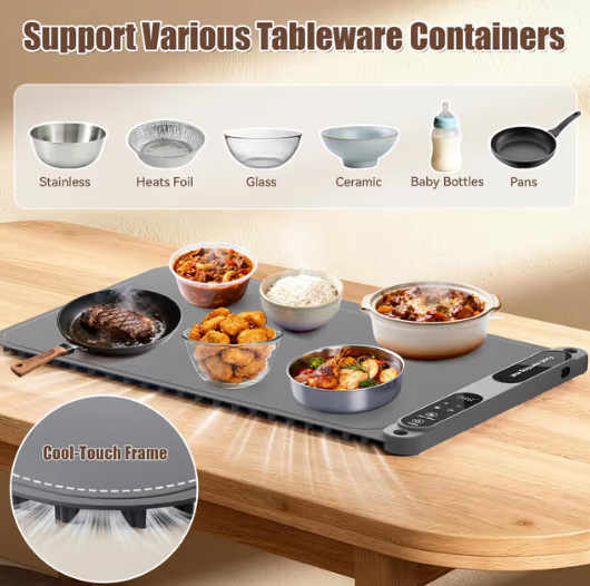 Portable Food Warming Mat Fast Heating 60x38cm – Silicone