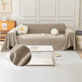 3 Seater Sofa Cover Washable Herringbone Chenille Slipcover – Camel 180x340cm